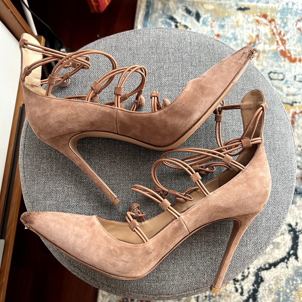 gianvito rossi marquis suede pumps straps size 38.5 38 1/2 dust pink - Picture 7 of 8